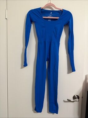 FP Movement by Free People Electric Blue Long-Sleeve Seamless Jumpsuit